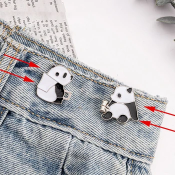 2Pcs Adjustable Waist Buckle Cute Panda Button Adjuster For Pants Skirt Waist Tightener Jeans No Sewing Required Waist Button