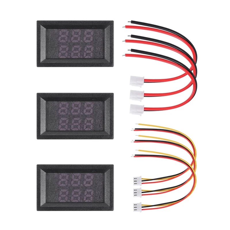 

3Pcs LED Digital DC 0-100V 10A Voltage Amp Volt Meter Panel Dual Voltmeter Ammeter Tester