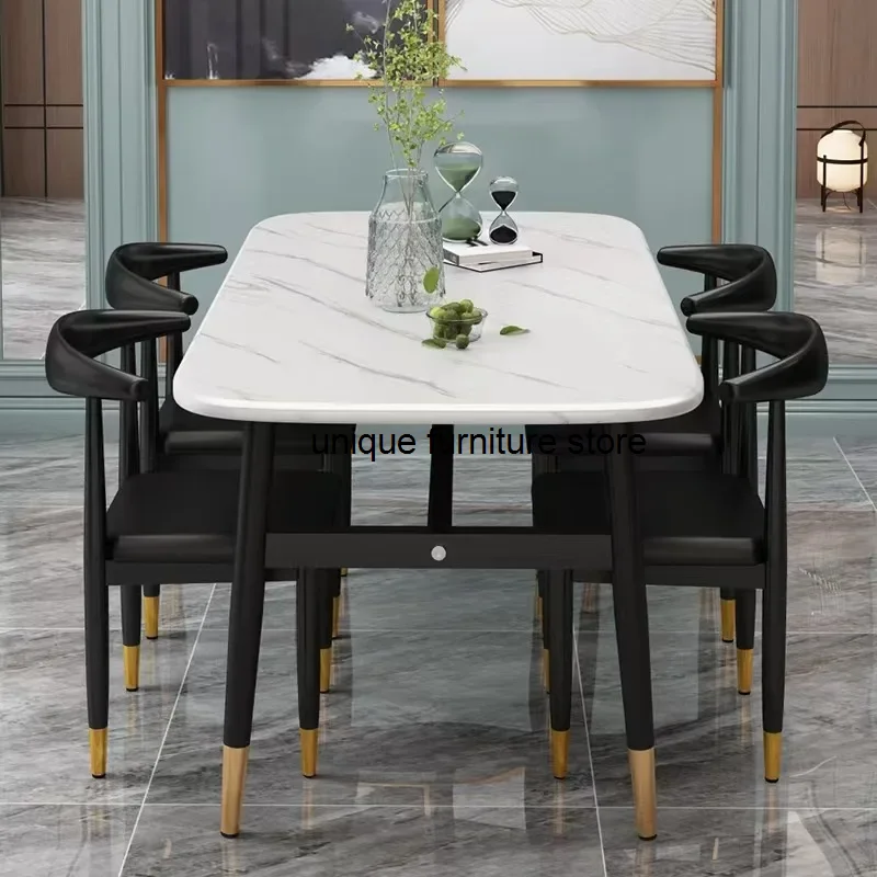 Legs Coffee Dining Table Set Waterproof Office Gold Coffee Dinner Table and Chairs Marble Mesa Plegable Kitchen Furniture