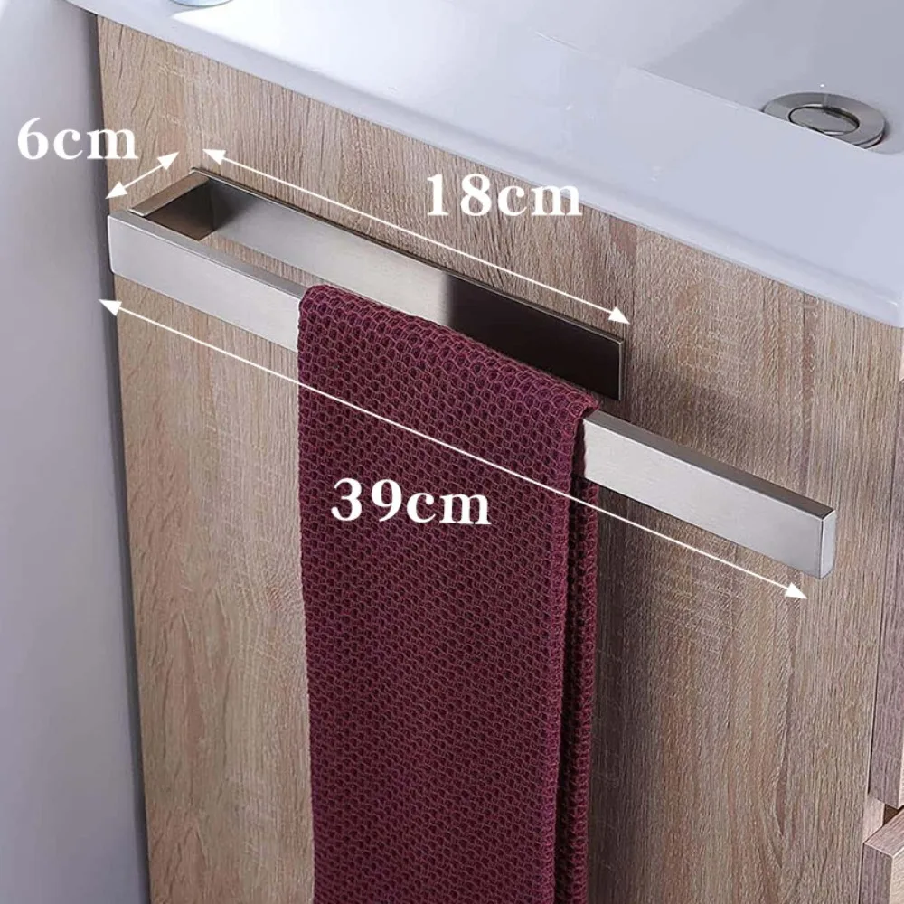 Towel rack No punching Stainless steel bathroom pendant Black household towel bar Single bar Bathroom hardware