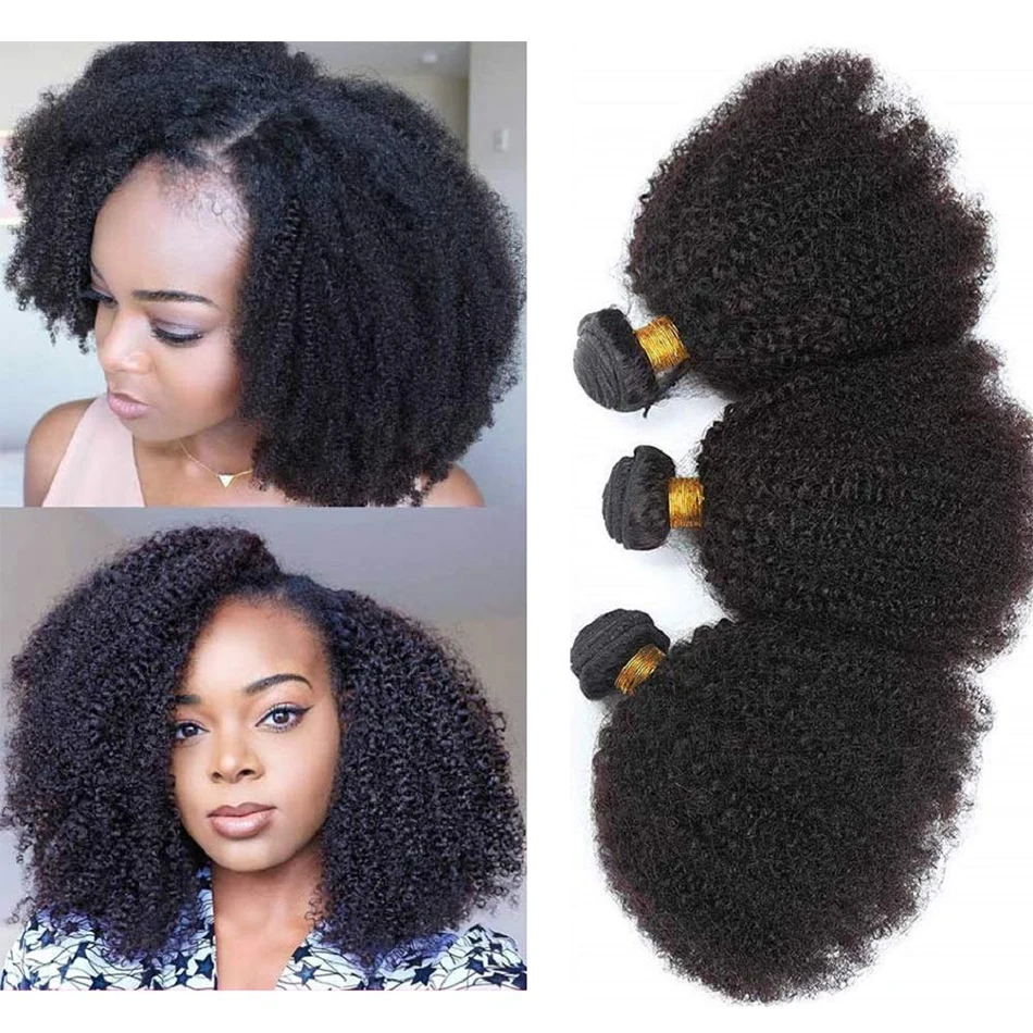 Afro Kinky Curly Bundles Human Hair Bundles Deal Brazilian 1/3 Afro Kinky Curly Hair Extensions Curly Human Hair Weave For Women