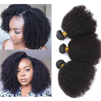 Afro Kinky Curly Bundles Human Hair Bundles Deal Brazilian 1/3 Afro Kinky Curly Hair Extensions Curly Human Hair Weave For Women 1