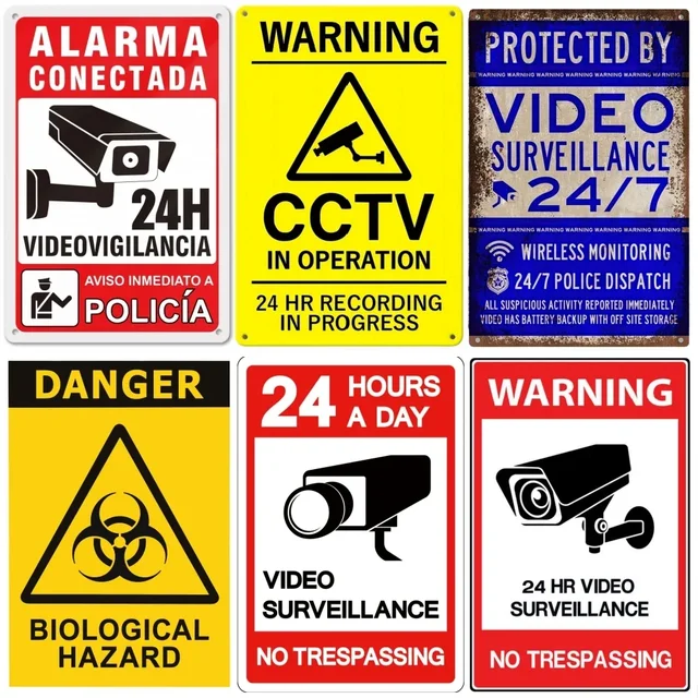 24-Hour Surveillance Security Metal Sign