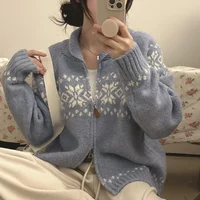 New Autumn Winter Women Fashion Elegant Knitwear Long Sleeve Sweater Fall Korean Style Casual Knitted Top Zipper Lapel Jacket - Image 5
