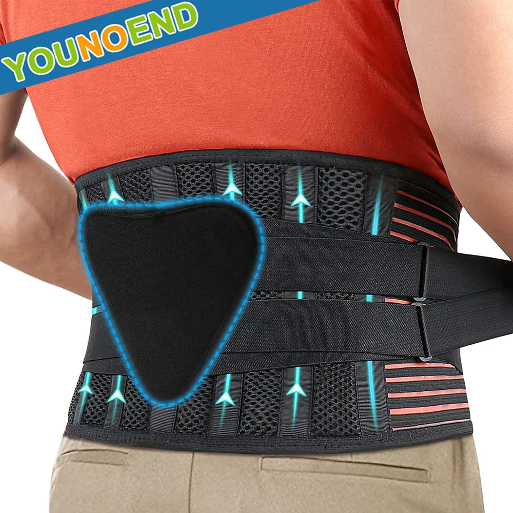 

Lumbar Back Brace Breathable Waist Support Belt with 6 Stays for Heavy Lifting, Lower Back Pain Relief, Sciatica,Herniated Disc