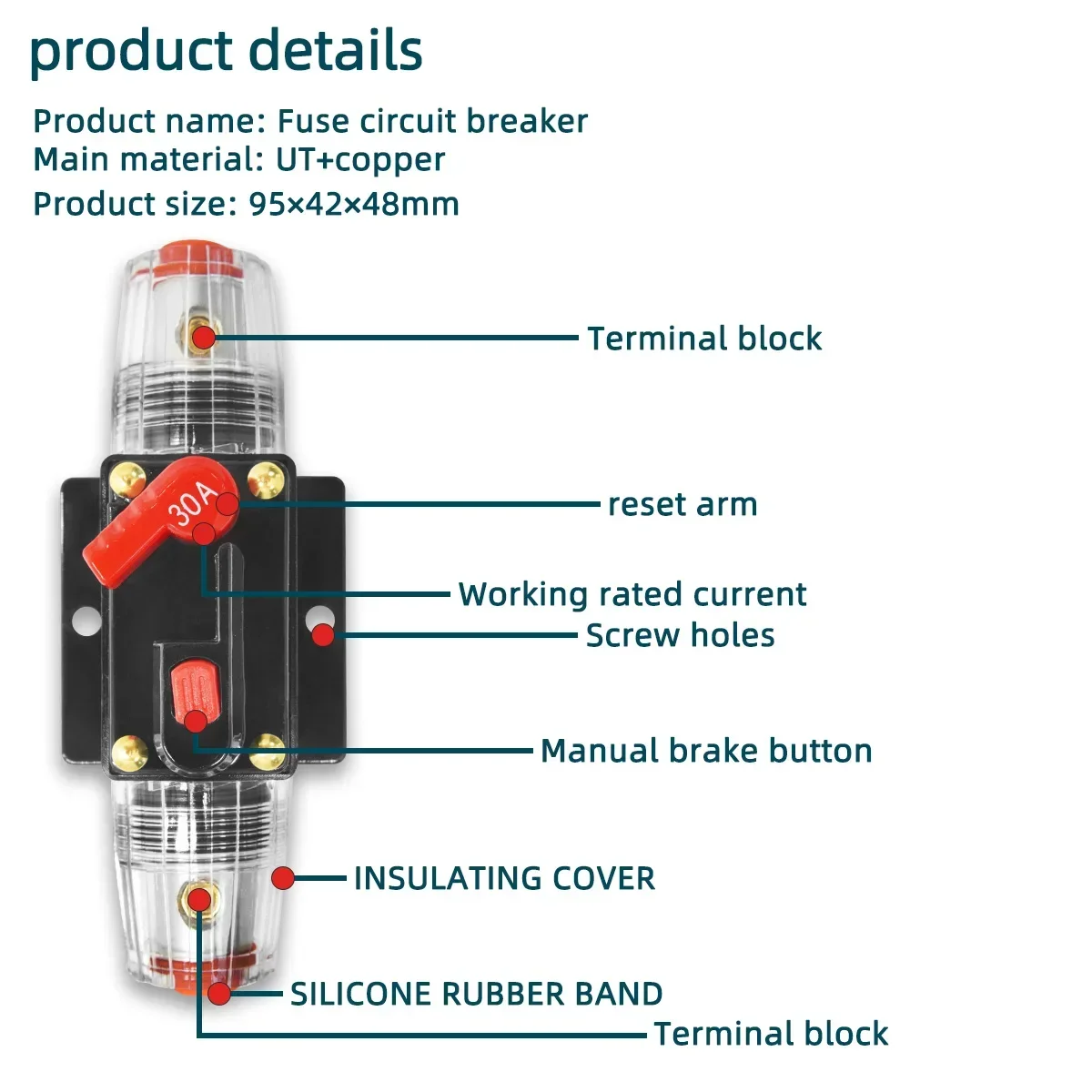 12V 24V 20A to 150A Car Boat Self-recovery Resettable Circuit Breaker Truck Resettable Fuse Short Waterproof Protection Fuse circuit breaker resettable fuse