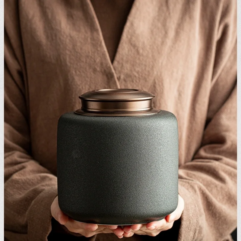 

Tea Organizer Tea Pot Ceramic Sealed Pot with Lid Household Storage Tea Pot Living Room Coffee Table Decorative Accessories