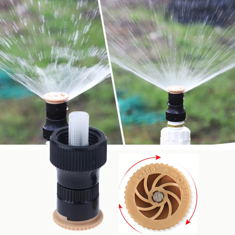 

1pc Garden Irrigation Sprinkler With Plastic Spike Support 1/2" Thread 0-360 Degrees Adjustable Nozzle