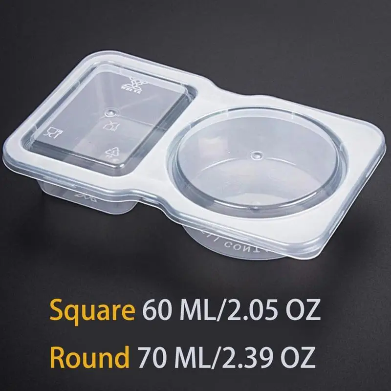 30pcs Small Snack CupsDouble Compartment Snack Containers with Lids Leakproof Condiment Storage Clear Portable Snack Containers 4