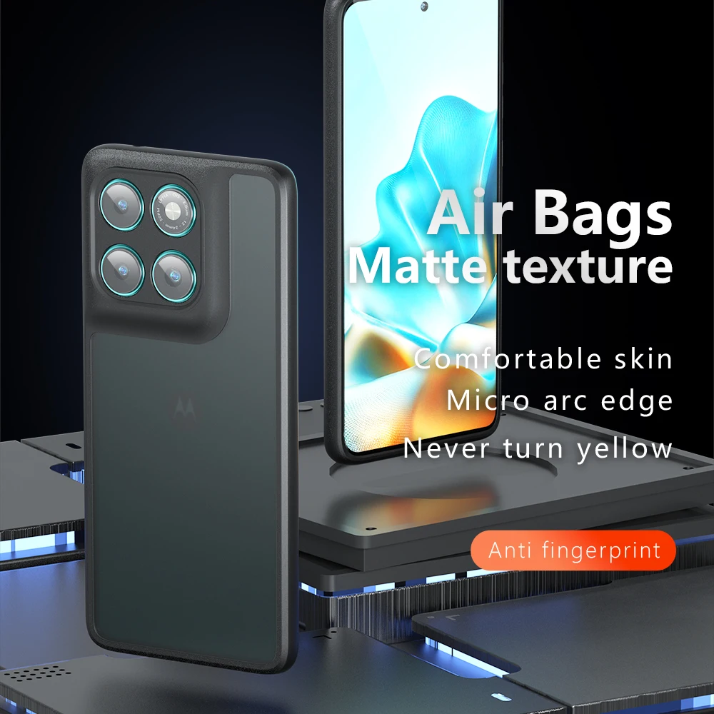 Shockproof Matte Phone Case with Hard Back & Soft Clear