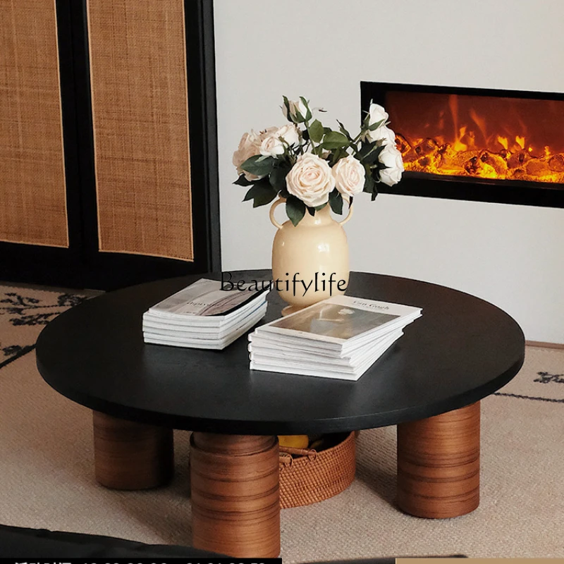 

Living Room round Retro Home Creative Coffee Table Wooden Tea Table Middle Ancient