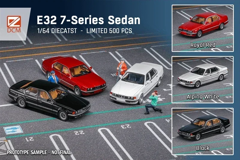 

DCM 1:64 E32 7/5-Series Sedan white /Red /Black limited500 Diecast Model Car