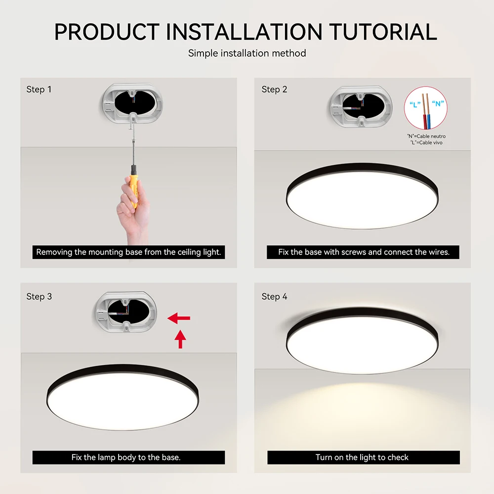 Dimmable Modern LED Ceiling Light Fixture with Remote Control