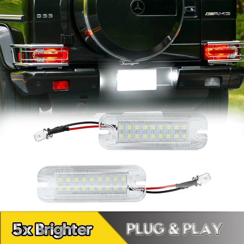 

2Pcs Canbus Car LED Number License Plate Lights Lamps For Mercedes Benz G-Class G500 G550 G55 G63 G65 AMG W463 18smd White