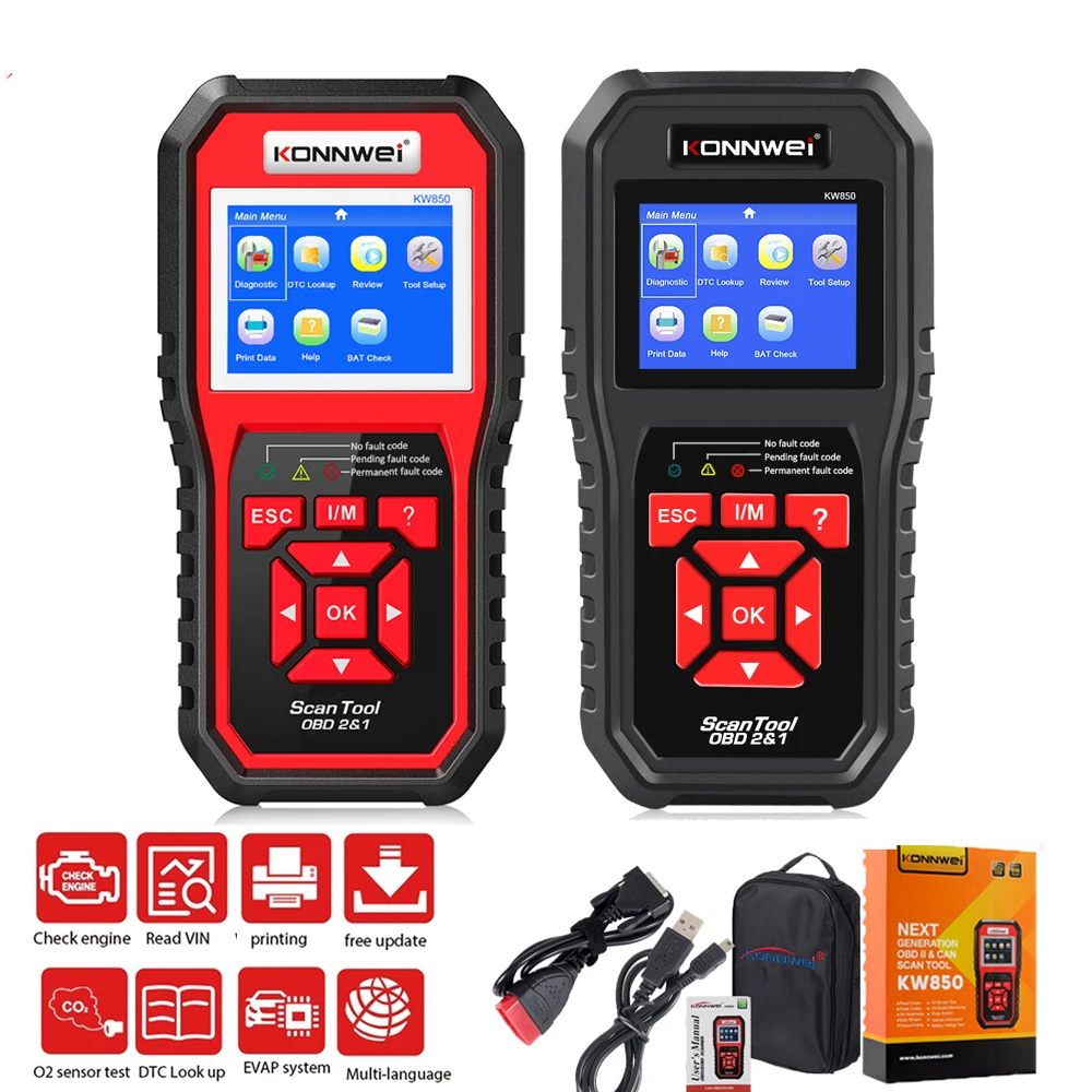 KONNWEI KW850 OBD2 Car Diagnostic Scanner Tools OBD 2 Scanner Professional Check Engine Check