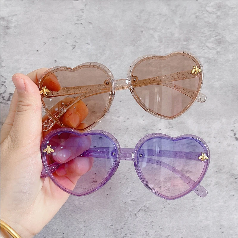 Fashion Heart-Shape Sunglasses Boys Cartoon Sun Glasses Outdoor Sun Protection Children Plastic Frame Eyewear