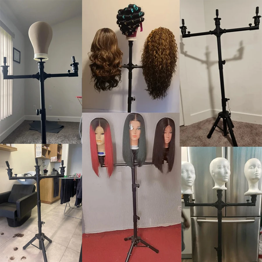 Multifunction Three Holders Wig Stand Wig Tripod Wig Mannequin Head Stand  For Canvas Block Mannequin Head / Training Doll Head