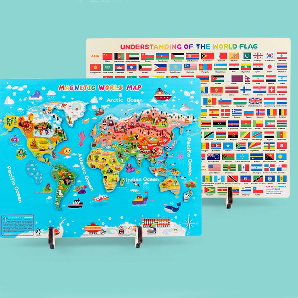Magnetic World Map Puzzle English Version - Toys To Love