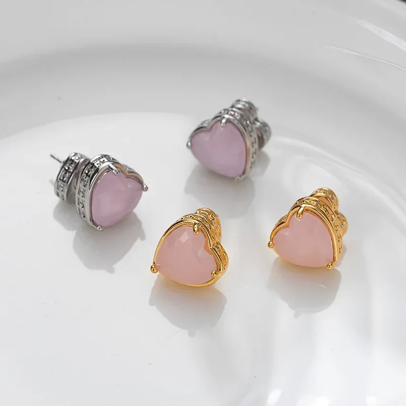 

Light luxury fashion simple love heart earrings for women