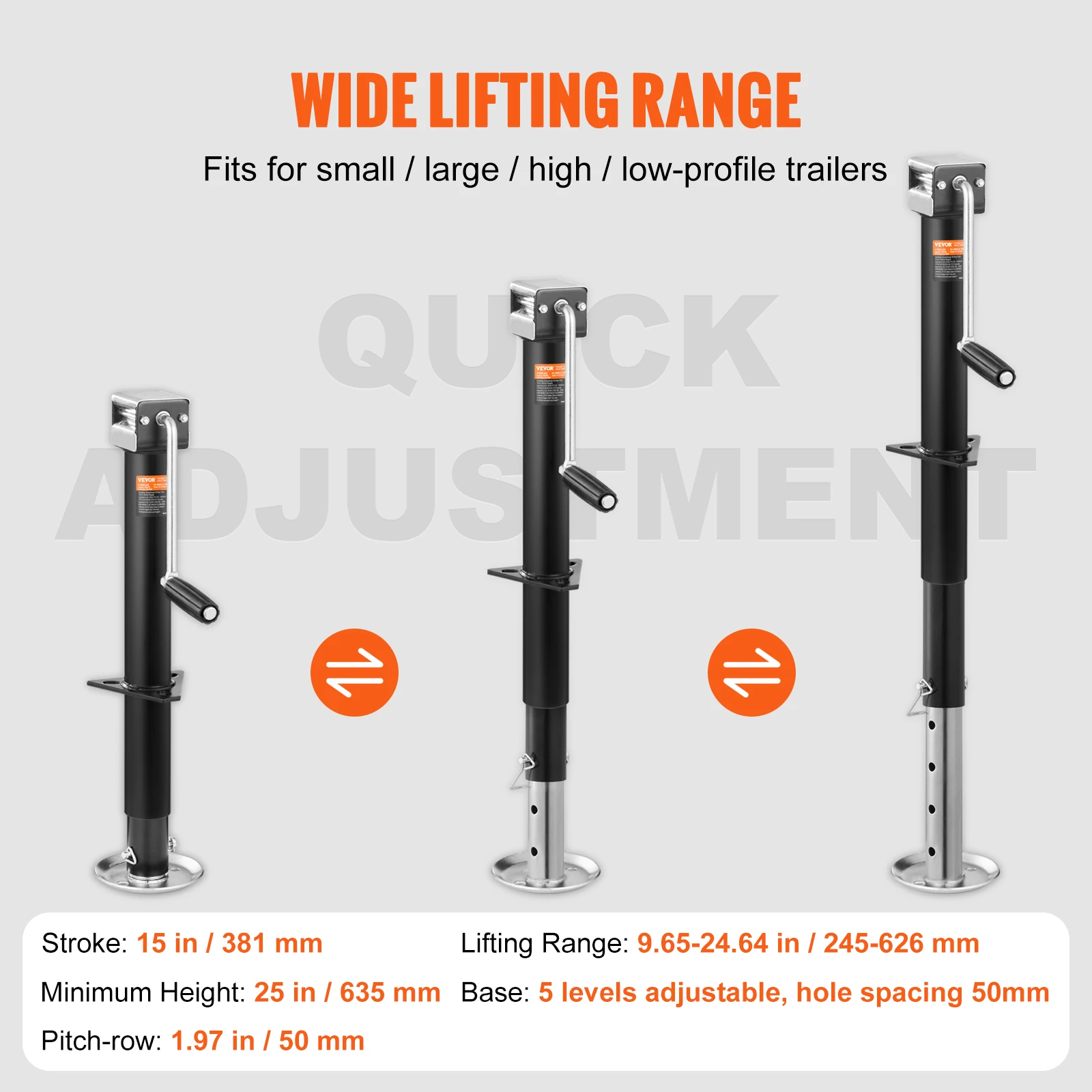 VEVOR 5000lbs Trailer Tongue Jack A-frame Bolt on Trailer Jack Stand with Handle for Lifting RV Utility Yacht