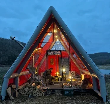 ポータブル三角インフレータブルテント,防水,8〜10人,3x6m, 3x4m