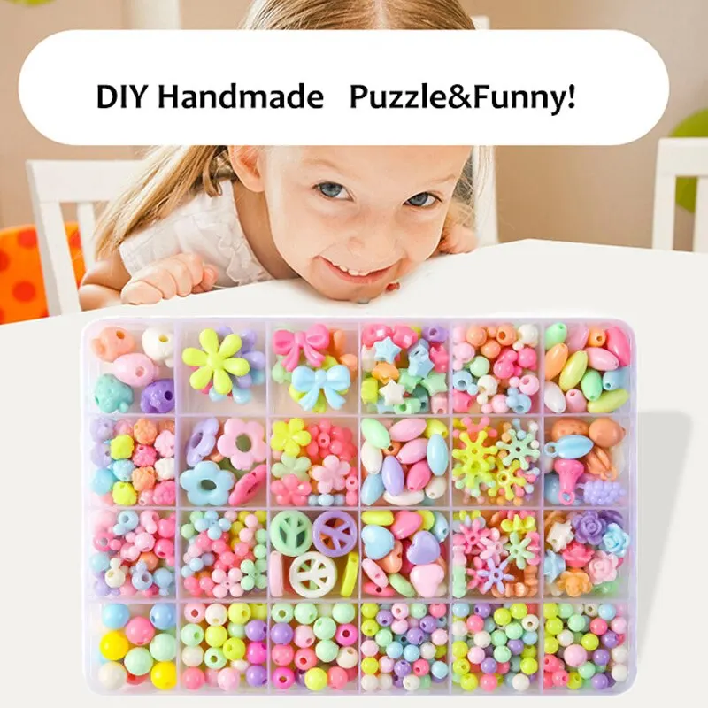 Beading Accessories Set 24 Grids Girls Makaron Color Cute Handmade DIY