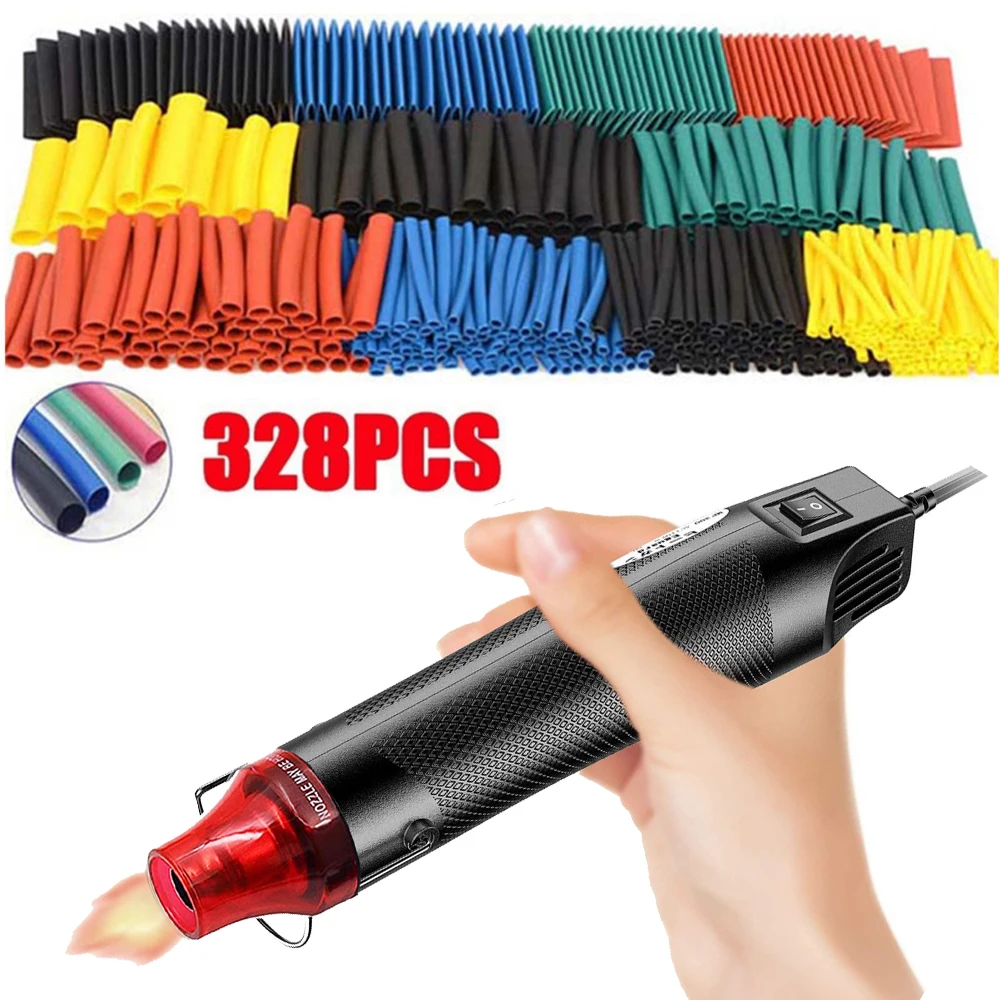 Heat shrink tube Heat shrink tubing Heat shrink tube kit Heat shrink cable sleeve 328pcs Heat Shrink Tube 2:1 Shrinkable Wire Shrinking Wrap Tubing Wire Connect Cover Protection 300W Hot Air Gun
