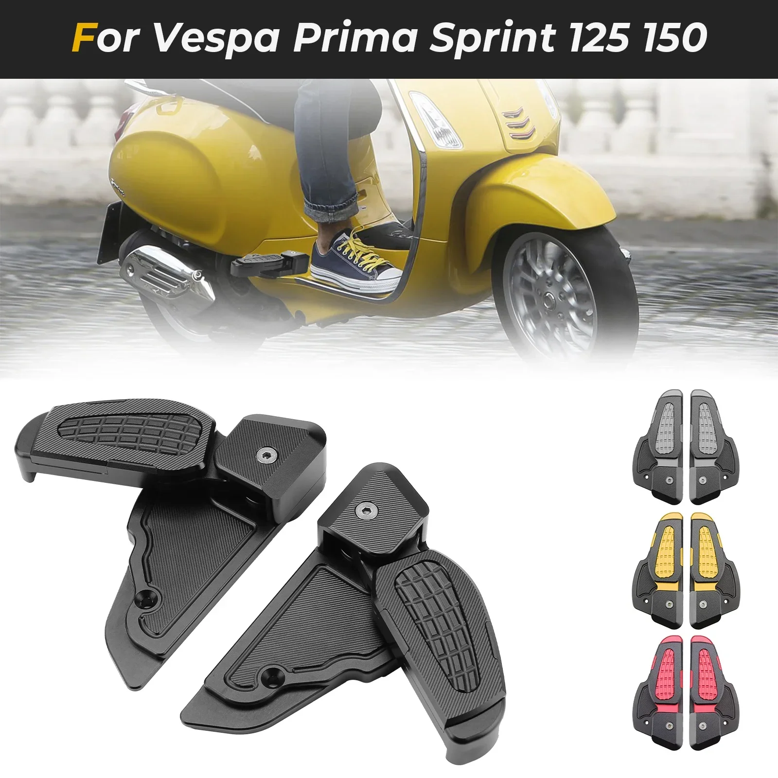 

Motorcycle Rear Footrest for Vespa Prima 125 150 SPRINT 2017-2020 Passenger Extension Foot Pad Footpegs Adapter Foot Pegs Rests