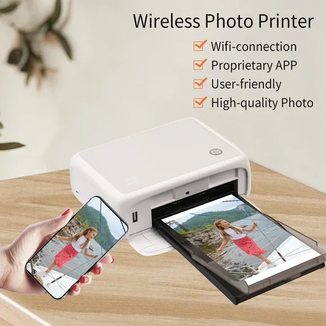 GlowMartHPRT CP4000L Impresora de Fotos 10x15cm 3 inches 4 inches 6 600DPI Small Phone Photo Machine for Home