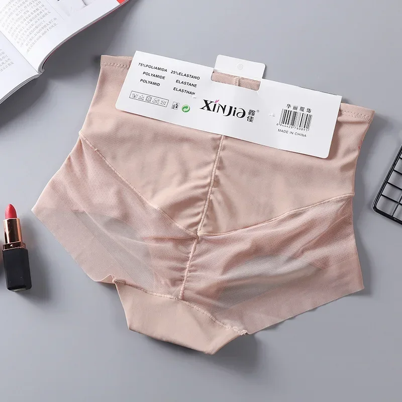 Ice Mesh Yarn Breathable High Waist Abdominal Pants Women Solid Color Body Sculpting Corset Tight Butt Lifting Panties Shaper ice silk panties shapewear panties shapewear workout pants