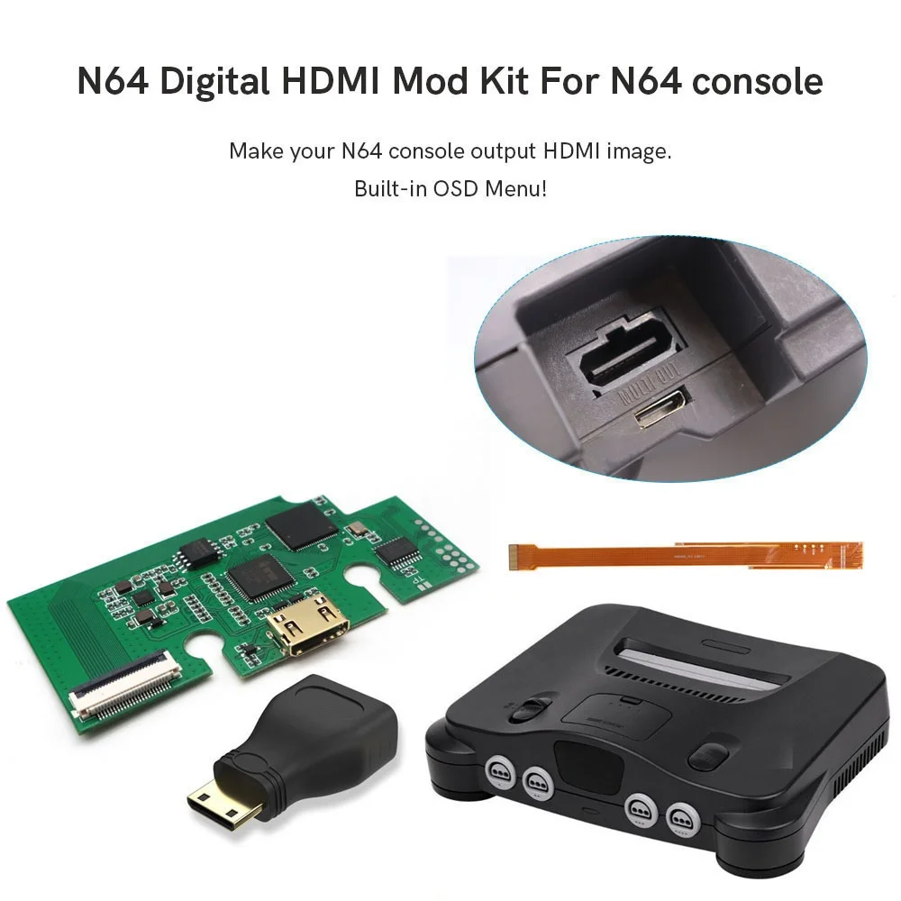 Kit Mod Compatível com Hdmi para Console N64 Digital para Console Digital N64