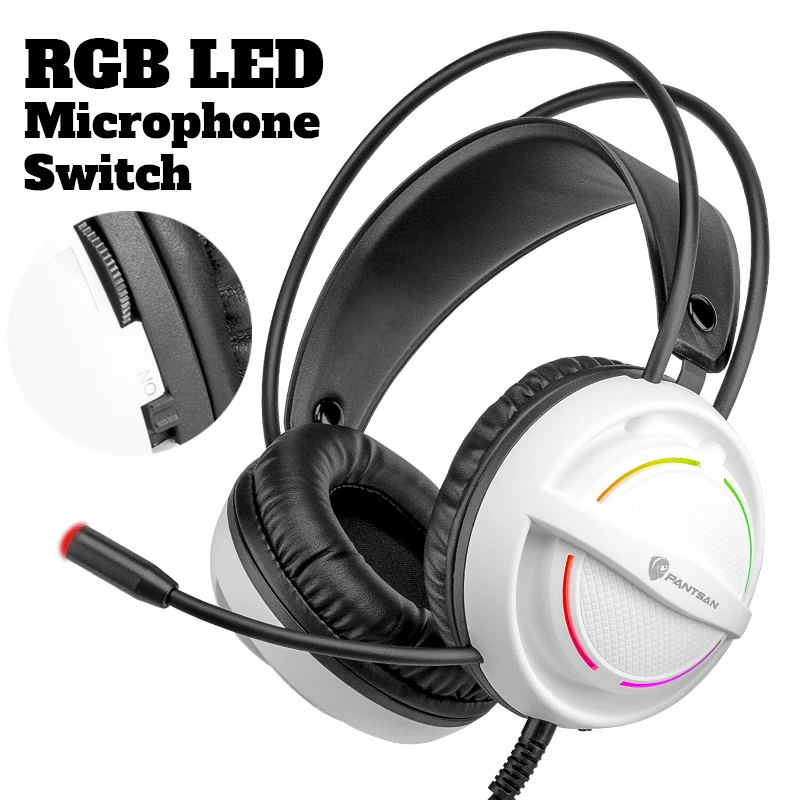 Gaming Headset with Microphone Switch for PS4 Wired Earphones 7.1 Surround Sound 3.5mm Computer Game Headphones PC Laptop Xbox