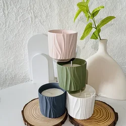Irregular Striped Candle Jar Silicone Mold DIY Nordic Simplicity Design Storage Box Succulent Flower Pot Plaster Resin Molds