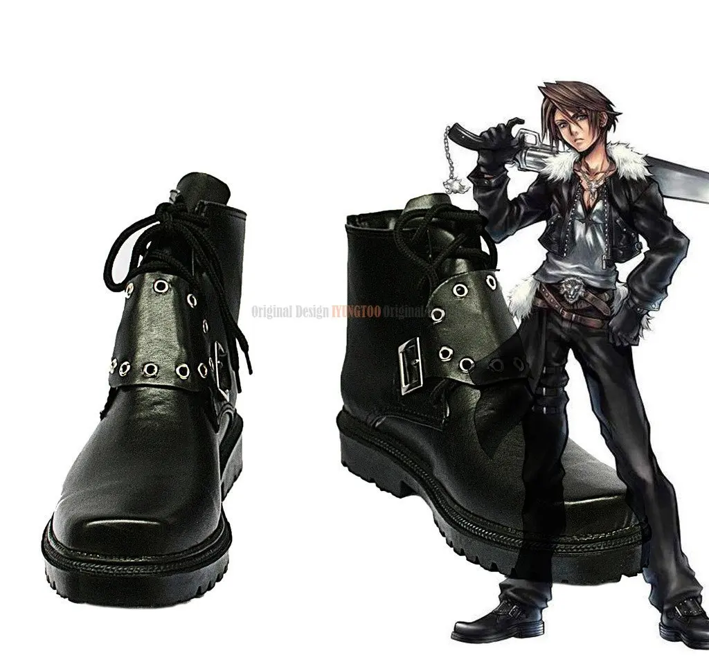 FF8 Squall Leonhart Cosplay Final Fantasy VIII Boots Black Shoes Custom Made |