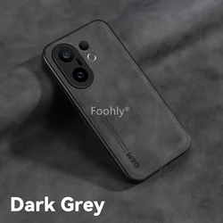 Magnetic Shockproof Nubuck Leather Phone Case - Protective Back Cover for Vivo X200 FE (Dark Grey)