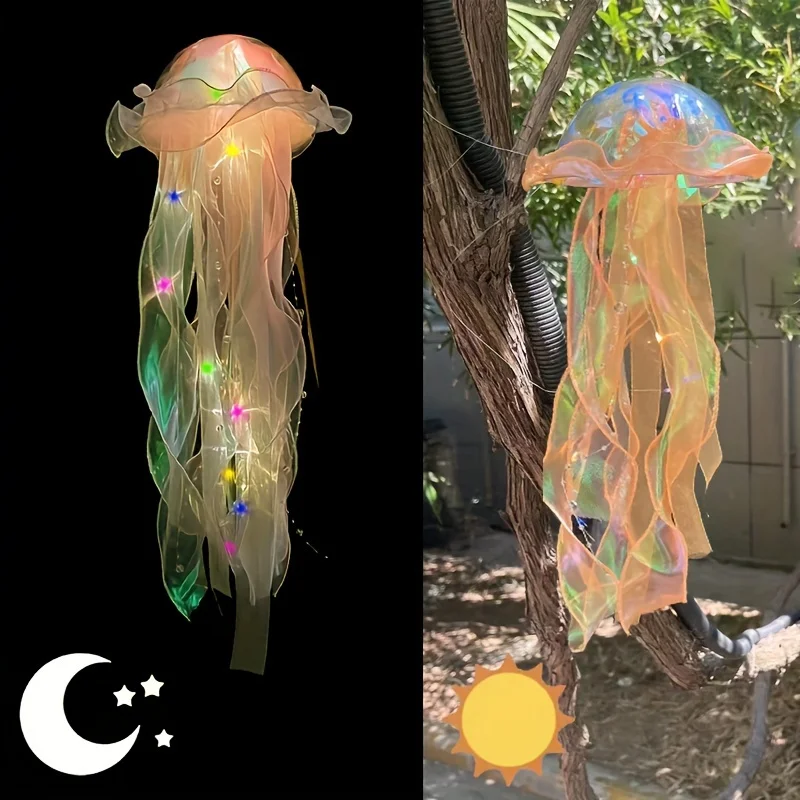 1pc Handmade DIY Jellyfish Lantern, Upgraded Thick Material, Decorative Hanging LED Light, Room Decoration Light 3