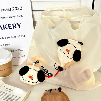 Borsa portaoggetti per cani cartone animato Borsa per la spesa pieghevole Borsa ecologica portatile di grande capacità