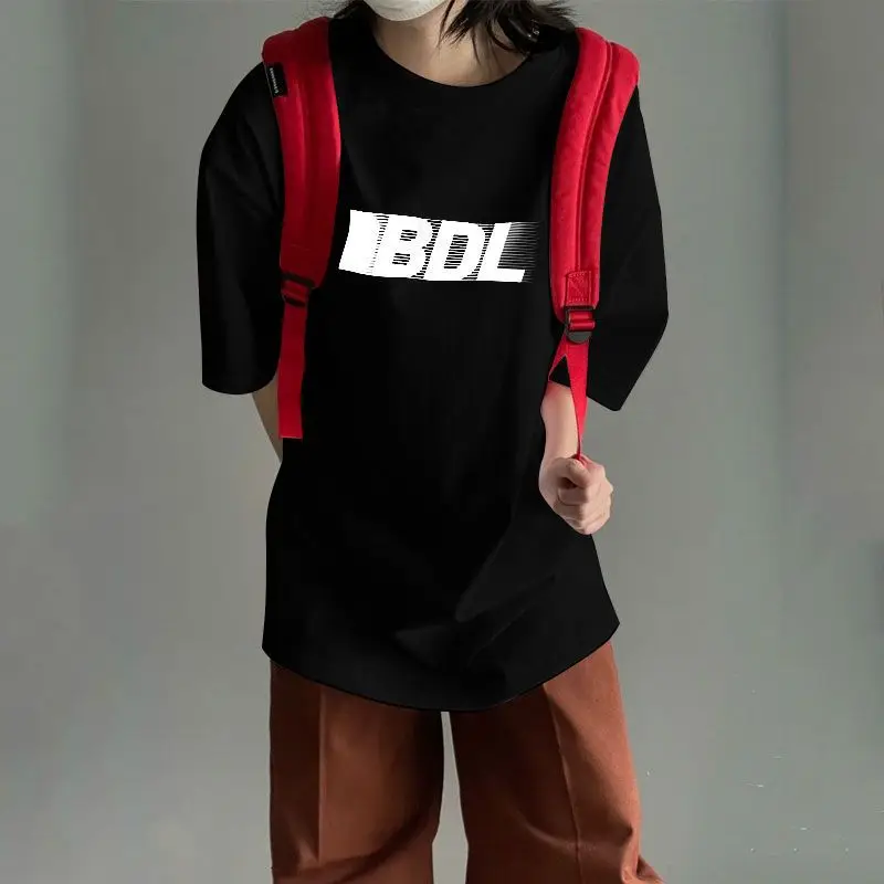 

Summer y2k Korean retro street print graphic T shirt fashionable Harajuku men high end hip hop couple ins style round neck top