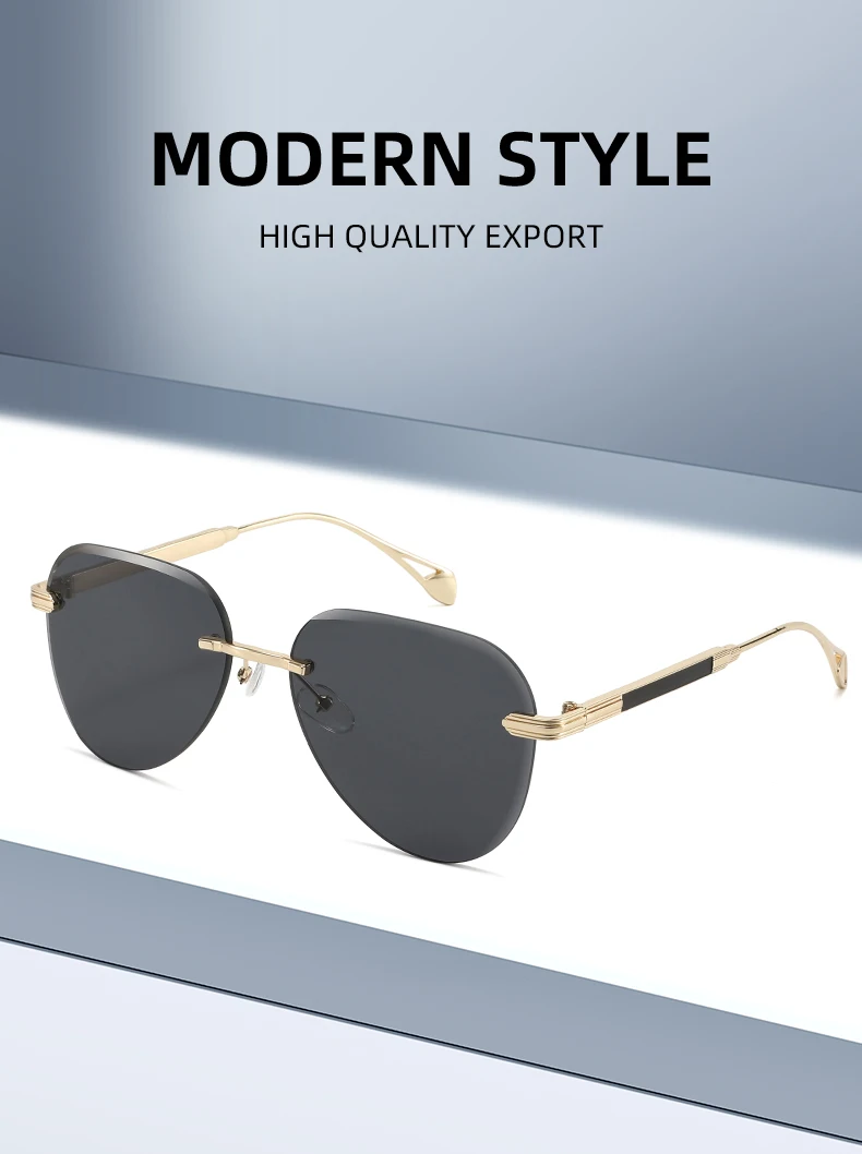 Luxuriöse randlose Piloten-Sonnenbrille für Damen und Herren, Legierungsrahmen, Verlaufsgläser, Sonnenbrille für Damen, Fahrbrille – Detail 1