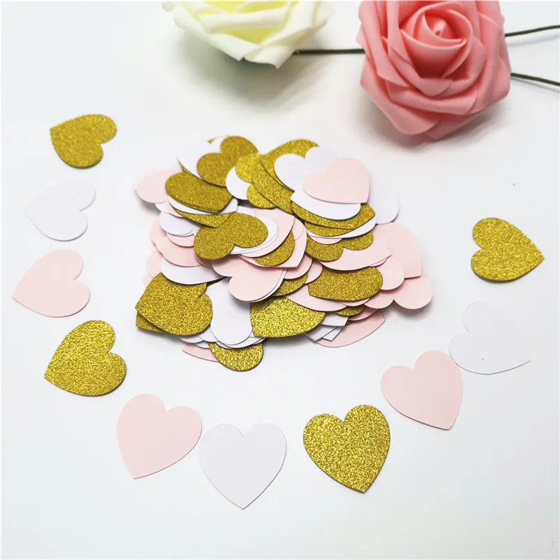 Glittler Rose Gold 3cm Heart Paper Confetti Wedding Card Paper Confettis Birthday Party Supplies Baby Shower Decor 100pcs Paper Confetti Party Decorations