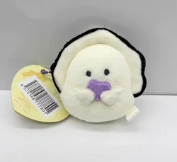 Kawaii 7cm Round - Eyed Plush Oyster with Colorful Heart Pendant - 7cm (Purple heart oyster)
