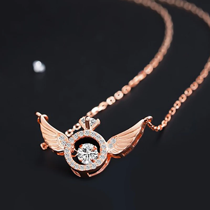 Angel Wings Women's Necklace Fashion Design Simple Flying Wing Zircon Smart Inlaid Metal-plated Clavicle Pendant Necklace