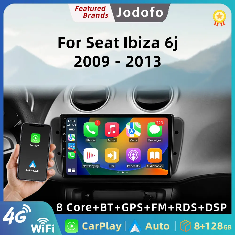 

Автомагнитола 2DIN, 9 дюймов, Android 12, мультимедийный видеоплеер для Seat Ibiza 6j 2009-2013, GPS-навигация, 4G Carplay, стерео головное устройство