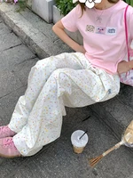 Zoki Stars Print Letter Cargo Pants Women Sweet Fashion High Waist Wide Leg Trousers Casual Loose Preppy Style Female Cute Pants - Image 5