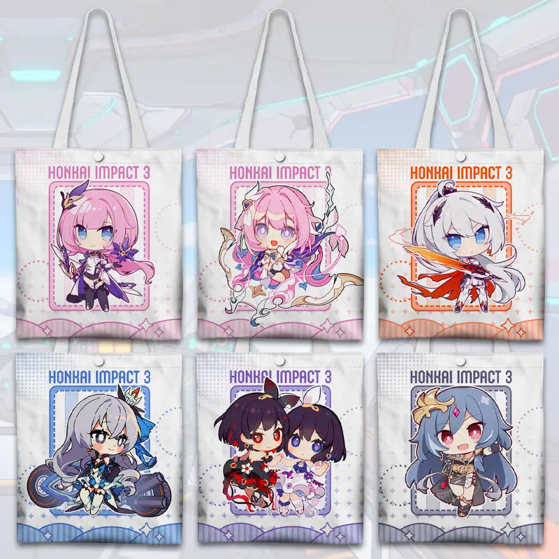 

Холщовая Сумка Honkai Impact 3rd Herrscher of Human Elysia, 37x33 см, большая емкость, милые женские Наплечные сумки для косплея, винтажная сумка