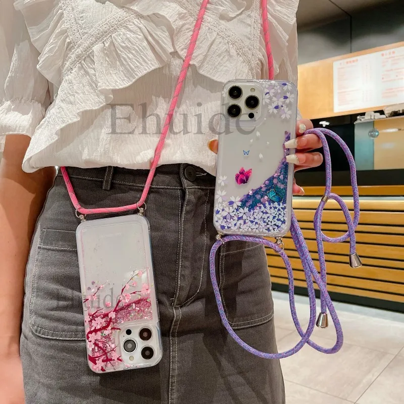 Custodia Portafoglio Con Cerniera Per Xiaomi Redmi Note 14 5G, Farfalla Fiore PU Pelle Con 6 Slot Carte E Collana Regolabile
