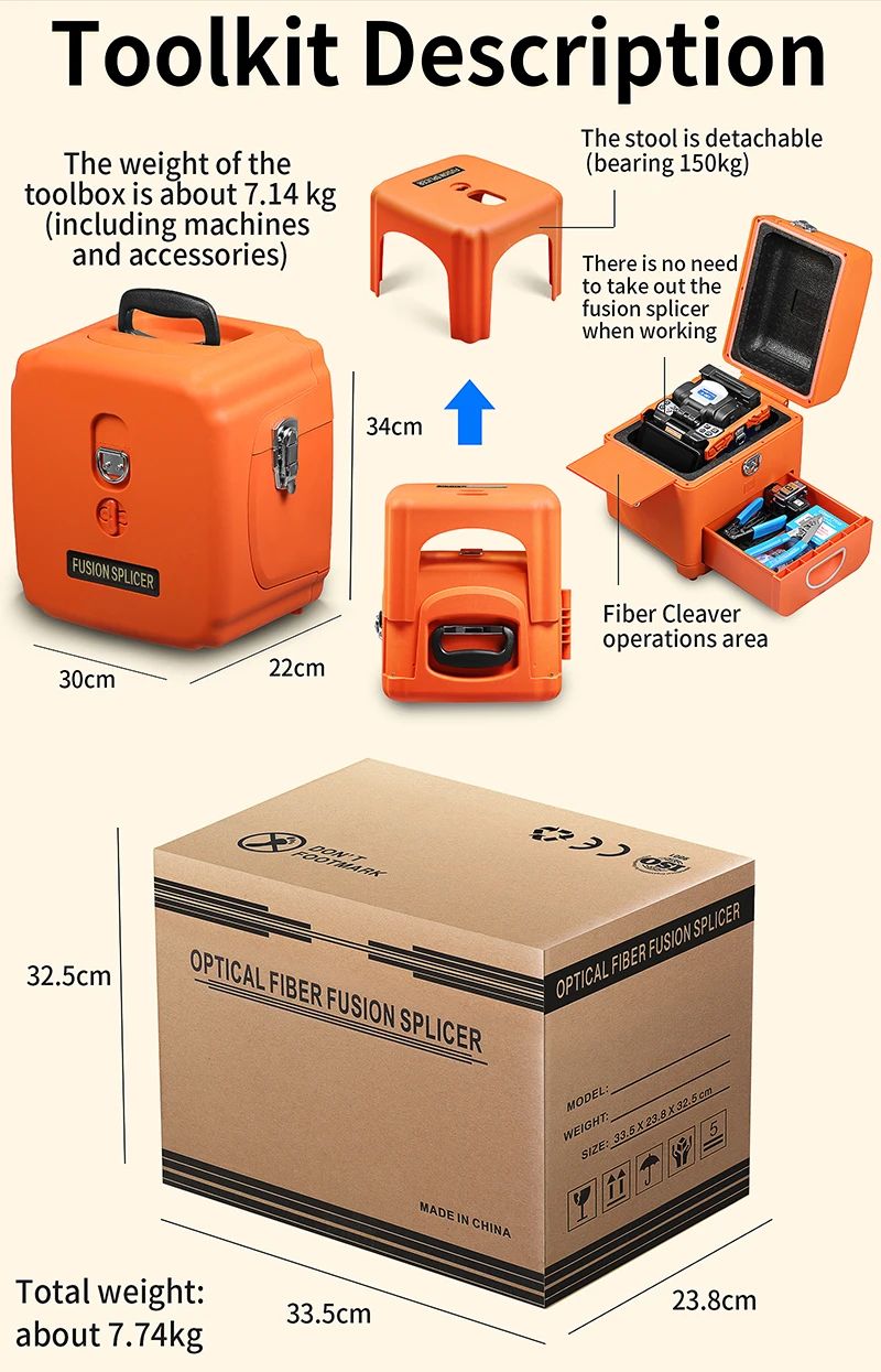 A-80S/A-88S Optical Fiber Fusion Splicer 6 Motor Touch Screen Multilingual Fiber