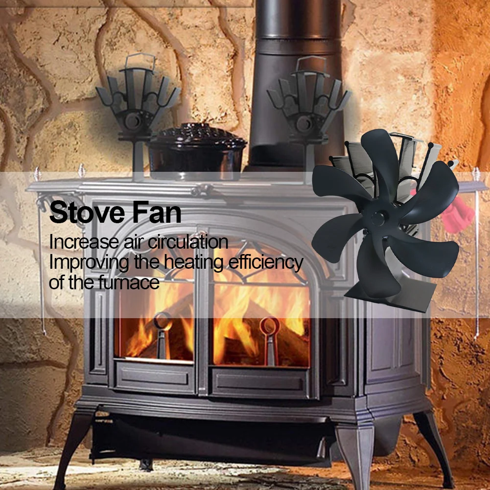 Eco Thermal Fan Quiet Heat Powered Fireplace Stove Fan with Thermometer Heat  Activated Fan 6-Blade for Wood/Log Burner/Fireplace - AliExpress