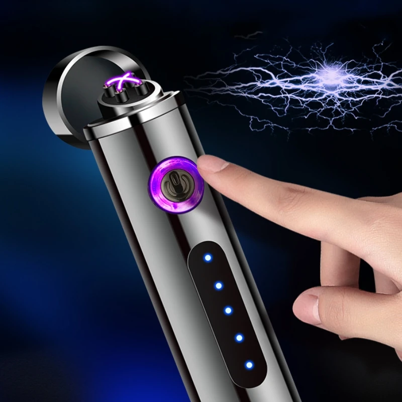 

Hot Flameless Pulse Double Arc Touch Sensitive Plasma USB Lighter Windproof Portable Electric Cigar Lighter High-end Men's Gifts