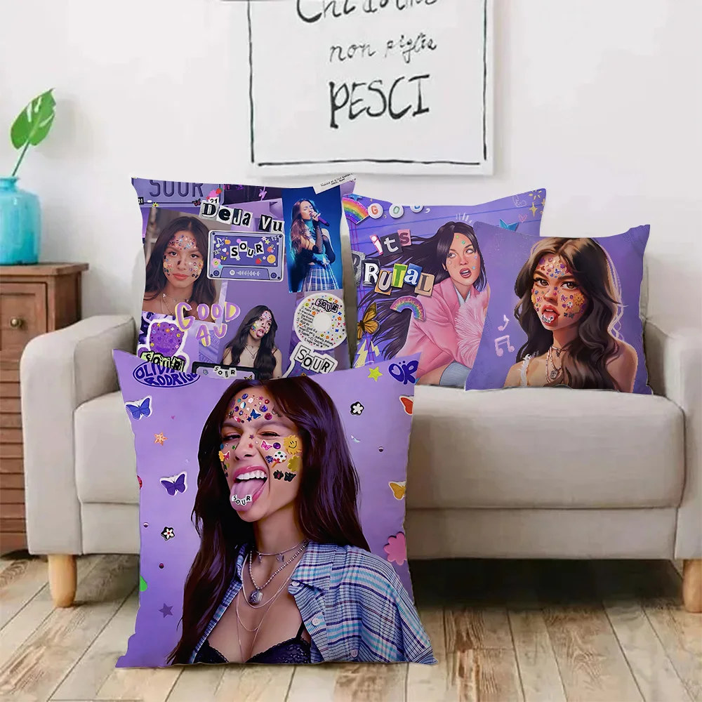 Hot Singer Rodrigos Olivia Sours Pillow Covers Cartoon Sofa Decorative Home Double-sided Printing Short Plush Cute Cushion Cover 2